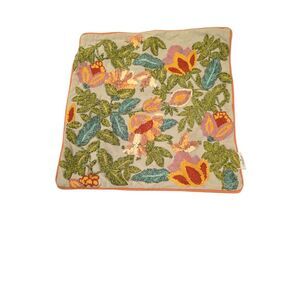 Artistic Accent Floral Print Embroidered Decorative Pillow Cover  18x19 In...